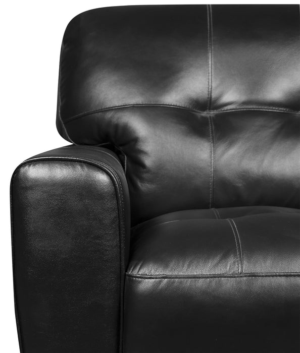 Sofa Curt de 85 po en cuir véritable avec capitonnage à boutons - noir