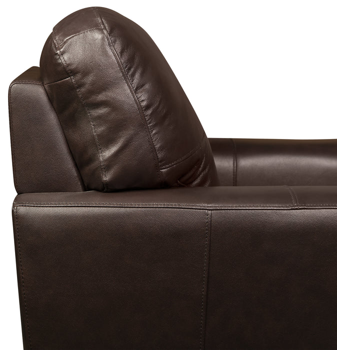 Sofa Curt de 85 po en cuir véritable avec capitonnage à boutons - brun