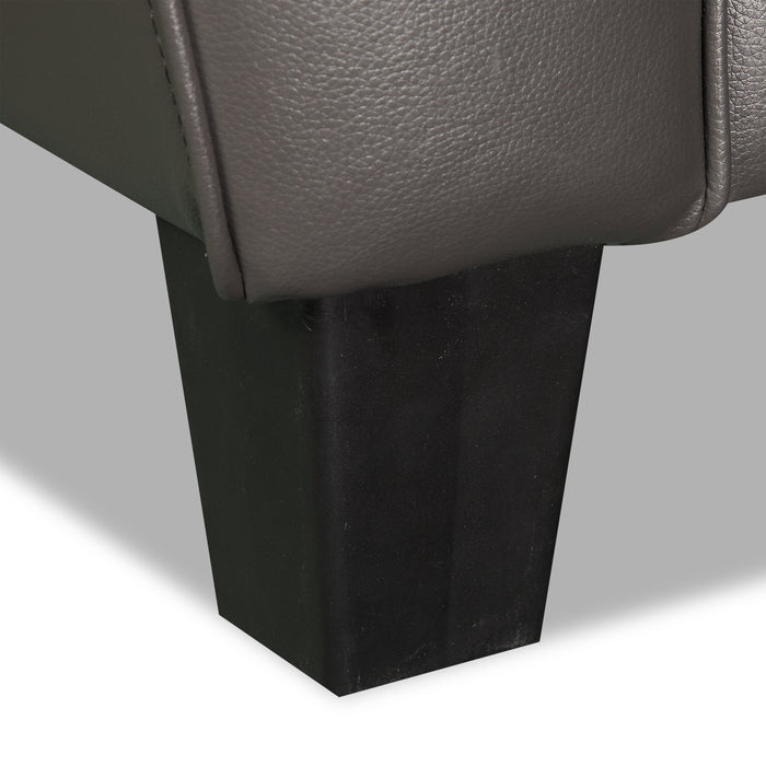 Fauteuil Curt de 41 po en cuir véritable avec capitonnage à boutons - gris