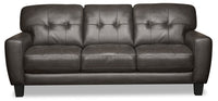  Sofa Curt de 85 po en cuir véritable avec capitonnage à boutons - gris