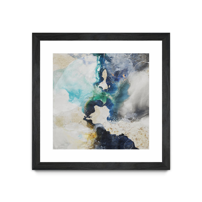Œuvre d’art murale encadrée noire et mate « Kinky Flow » 30 x 30