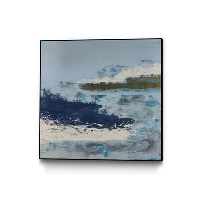 "Washing To Shore" Canvas Framed Black 20x20 Wall Art
