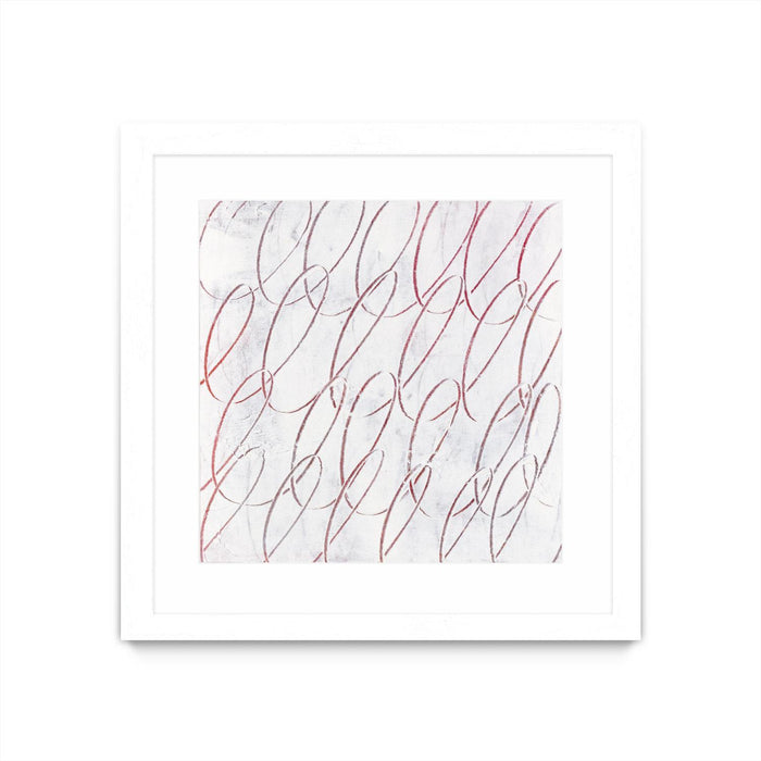 Œuvre d’art murale encadrée blanche et mate « Hula I » 30 x 30