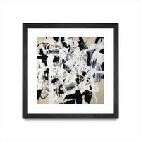 Œuvre d’art murale encadrée noire et mate « Talking Out Of Both Sides » 30 x 30