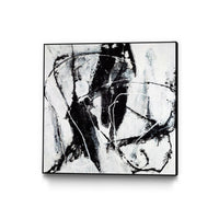 Œuvre d'art murale sur toile encadrée noire « Polar Opposition » 20 x 20