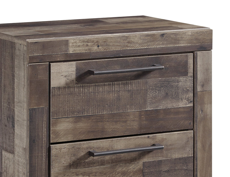 Ensemble de chambre à coucher Derekson 6 pièces avec lit à panneau, commode, miroir et table de nuit, gris - format très grand lit