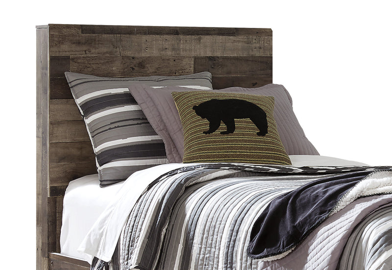 Ensemble de chambre à coucher Derekson 5 pièces pour enfants avec lit à panneau, commode et miroir, gris - format lit simple