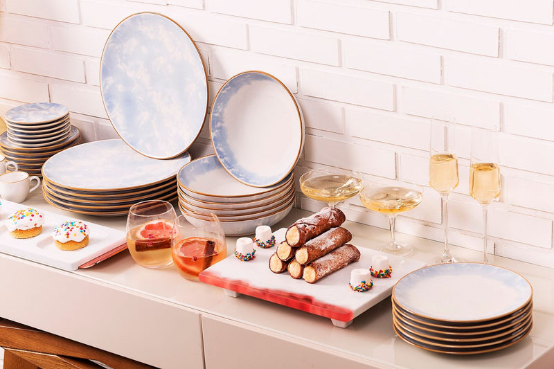 Service de vaisselle Coup 16 pièces - bleu et jaune