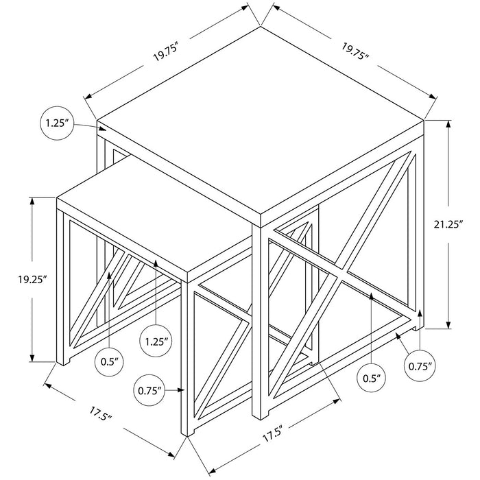 2 tables d’appoint gigognes Emery de 20 po - cappuccino et dorées