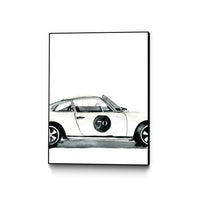 Œuvre d'art murale sur toile encadrée noire « Porsche » 24 x 32