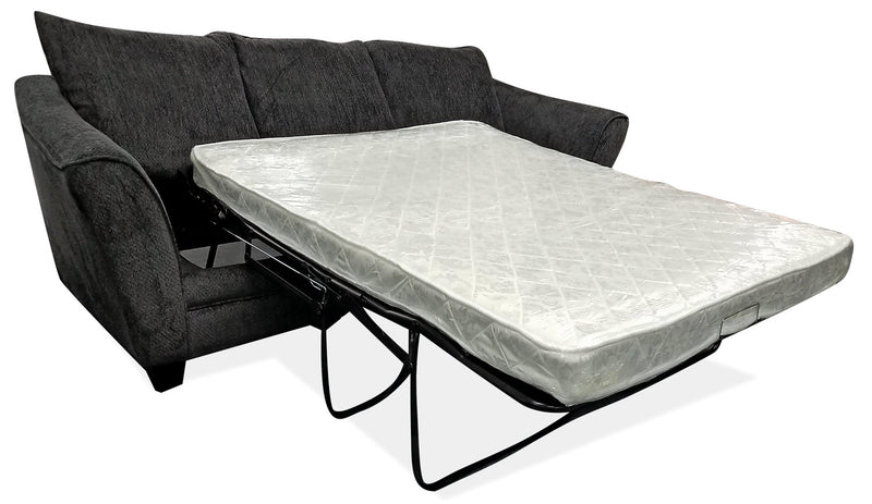 Sofa-lit double Febe de 85 po de format condo fabriqué au Canada en tissu de chenille avec accoudoirs évasés - gris anthracite