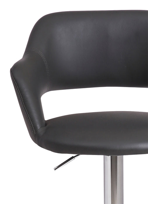 Tabouret bar Finn en tissu de cuir végétalien et en métal avec siège pivotant et réglable - gris