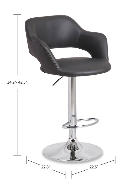 Tabouret bar Finn en tissu de cuir végétalien et en métal avec siège pivotant et réglable - gris