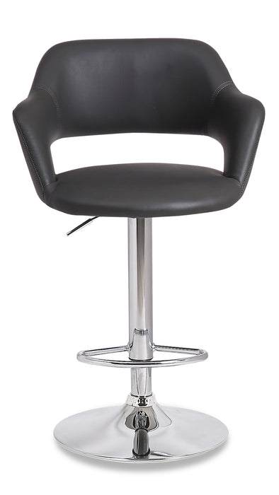 Tabouret bar Finn en tissu de cuir végétalien et en métal avec siège pivotant et réglable - gris