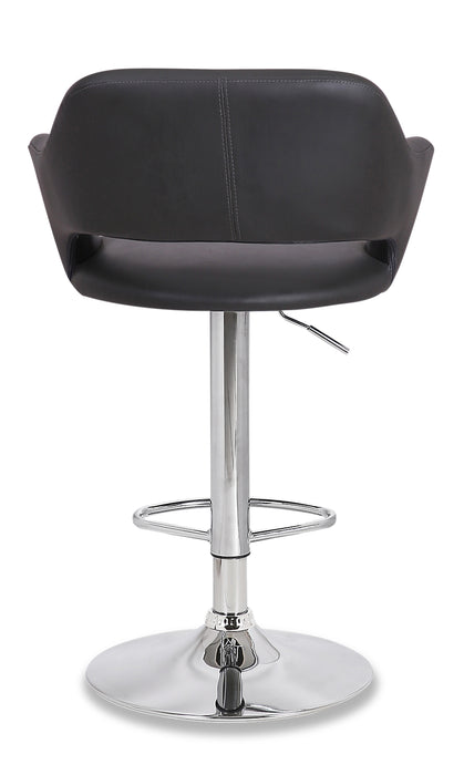 Tabouret bar Finn en tissu de cuir végétalien et en métal avec siège pivotant et réglable - gris