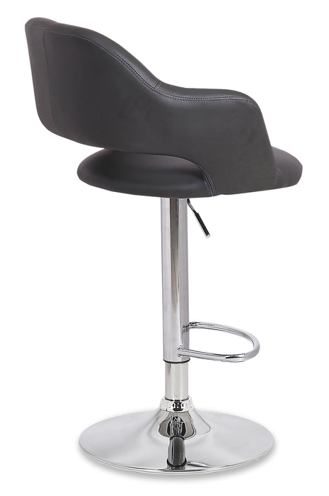 Tabouret bar Finn en tissu de cuir végétalien et en métal avec siège pivotant et réglable - gris