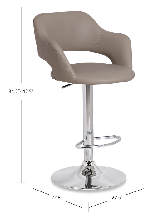 Tabouret bar Finn en tissu de cuir végétalien et en métal avec siège pivotant et réglable - blanc