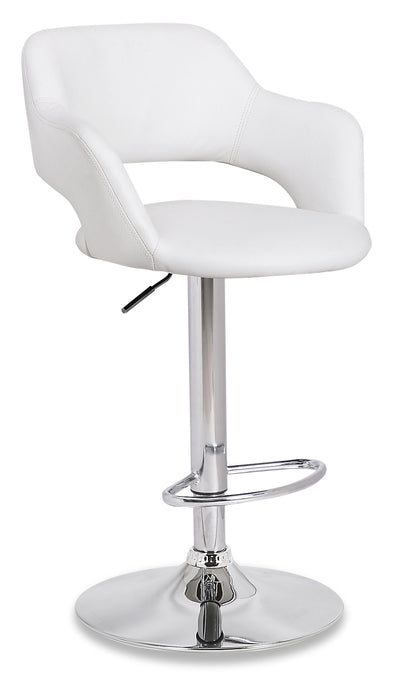 Tabouret bar Finn en tissu de cuir végétalien et en métal avec siège pivotant et réglable - blanc