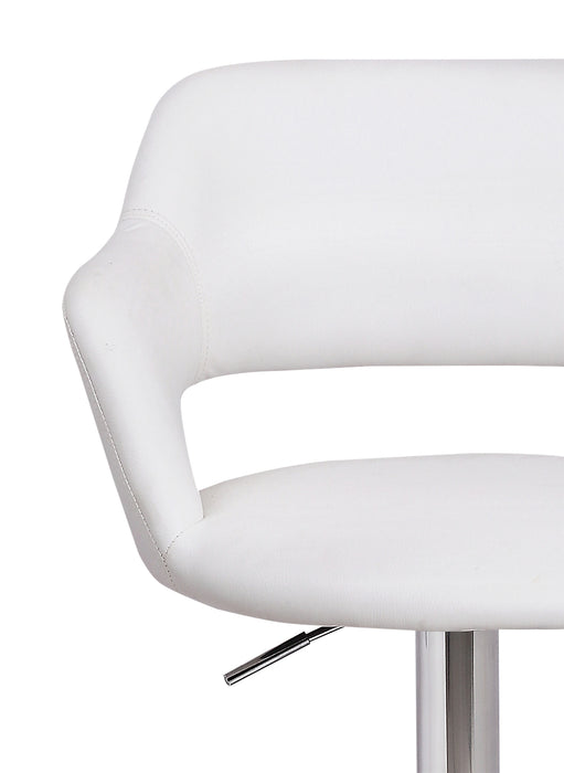 Tabouret bar Finn en tissu de cuir végétalien et en métal avec siège pivotant et réglable - blanc