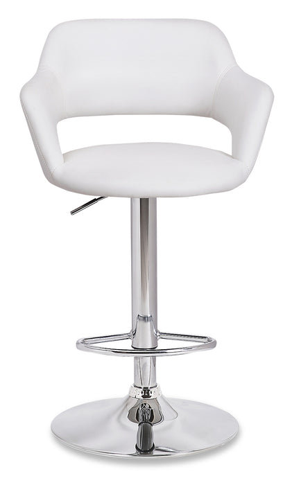 Tabouret bar Finn en tissu de cuir végétalien et en métal avec siège pivotant et réglable - blanc