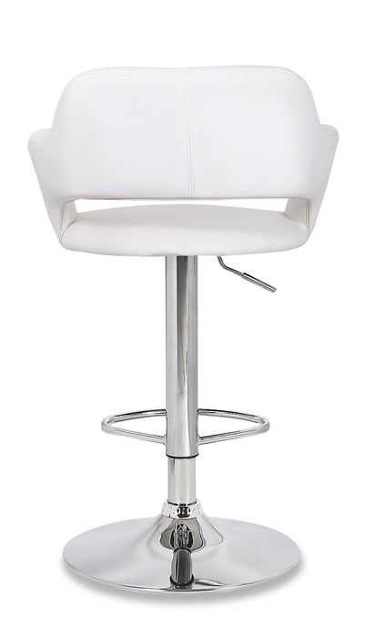 Tabouret bar Finn en tissu de cuir végétalien et en métal avec siège pivotant et réglable - blanc