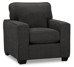 Fauteuil Fiona de 36,5 po fabriqué au Canada en tissu de chenille avec accoudoirs rectilignes - gris