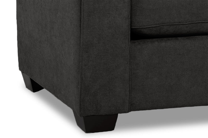 Fauteuil Fiona de 36,5 po fabriqué au Canada en tissu de chenille avec accoudoirs rectilignes - gris