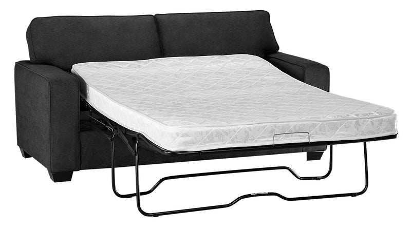 Sofa-lit double Fiona de 74 po fabriqué au Canada en tissu de chenille avec accoudoirs rectilignes - gris