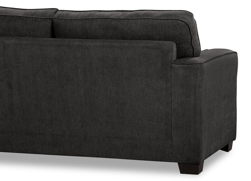 Sofa-lit double Fiona de 74 po fabriqué au Canada en tissu de chenille avec accoudoirs rectilignes - gris