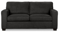 Sofa-lit double Fiona de 74 po fabriqué au Canada en tissu de chenille avec accoudoirs rectilignes - gris