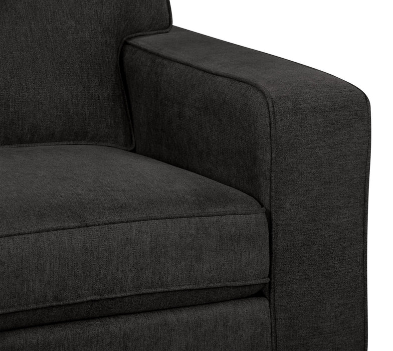 Sofa-lit simple Fiona de 58 po fabriqué au Canada en tissu de chenille avec accoudoirs rectilignes - gris