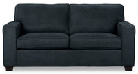 Sofa-lit double Fiona de 74 po fabriqué au Canada en tissu de chenille avec accoudoirs rectilignes - bleu marine