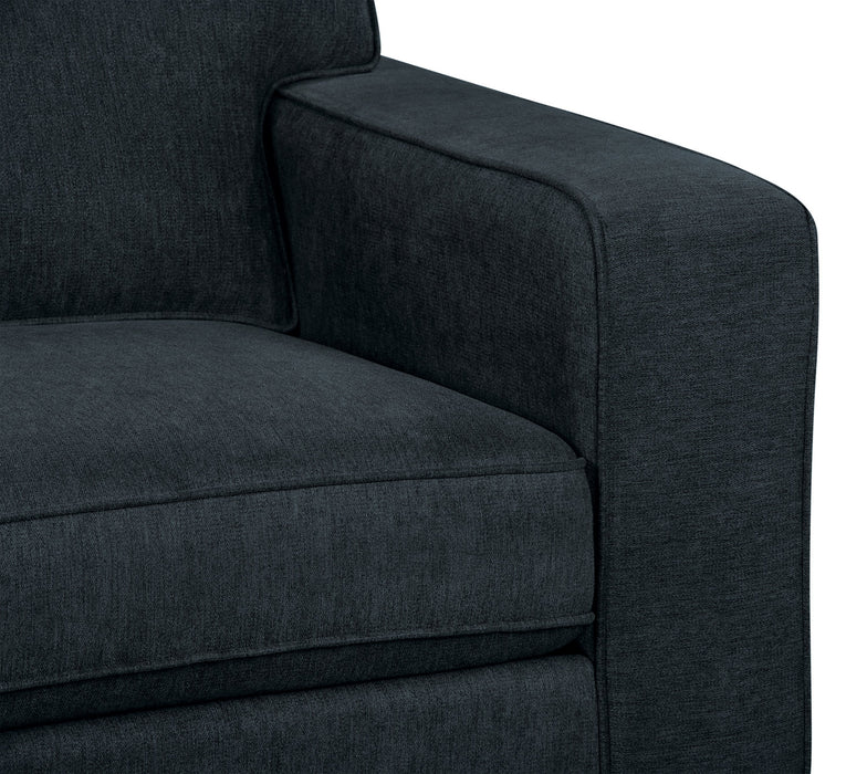 Sofa-lit simple Fiona de 58 po fabriqué au Canada en tissu de chenille avec accoudoirs rectilignes - bleu marine