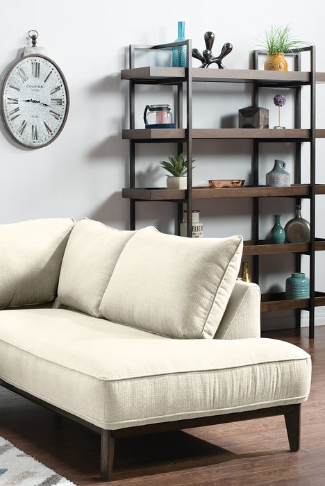 Sofa sectionnel de droite Gena de Cindy Crawford Home 2 pièces en tissu d’apparence lin avec pattes en bois - blanc coton