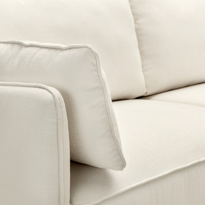 Sofa sectionnel de droite Gena de Cindy Crawford Home 2 pièces en tissu d’apparence lin avec pattes en bois - blanc coton