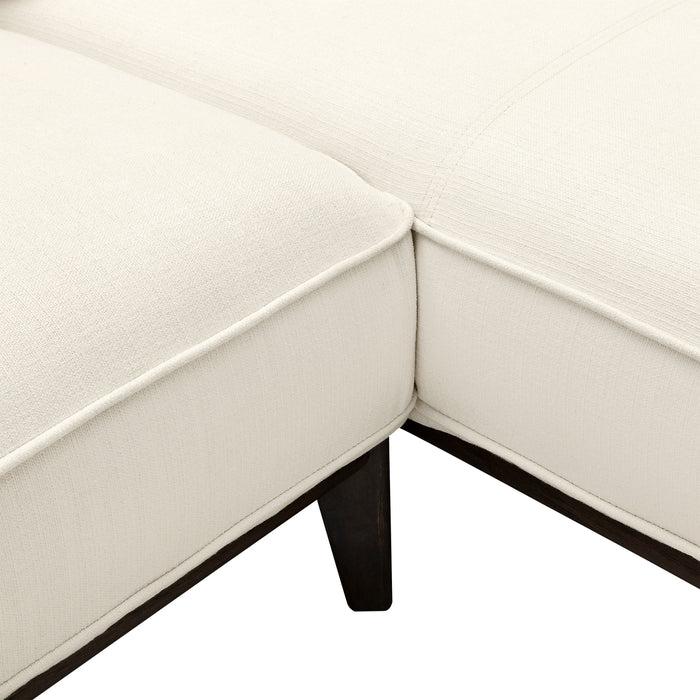 Sofa sectionnel de droite Gena de Cindy Crawford Home 2 pièces en tissu d’apparence lin avec pattes en bois - blanc coton