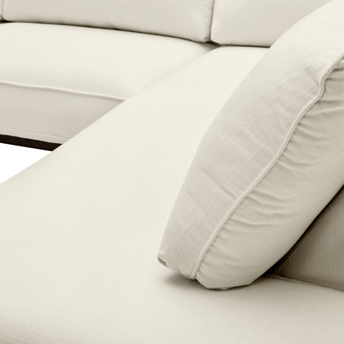 Sofa sectionnel de droite Gena de Cindy Crawford Home 2 pièces en tissu d’apparence lin avec pattes en bois - blanc coton