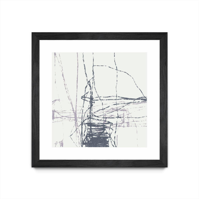 Œuvre d’art murale encadrée noire et mate « Chalk Doodles G » 30 x 30