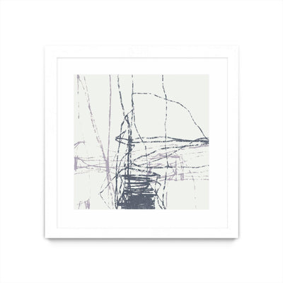 "Chalk Doodles G" Matted and Framed White 36x36 Wall Art