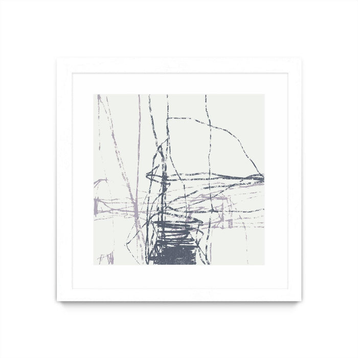 Œuvre d’art murale encadrée blanche et mate « Chalk Doodles G » 36 x 36