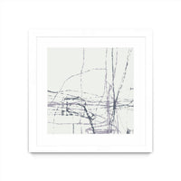 Œuvre d’art murale encadrée blanche et mate « Chalk Doodles H » 36 x 36