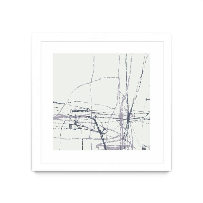 Œuvre d’art murale encadrée blanche et mate « Chalk Doodles H » 36 x 36