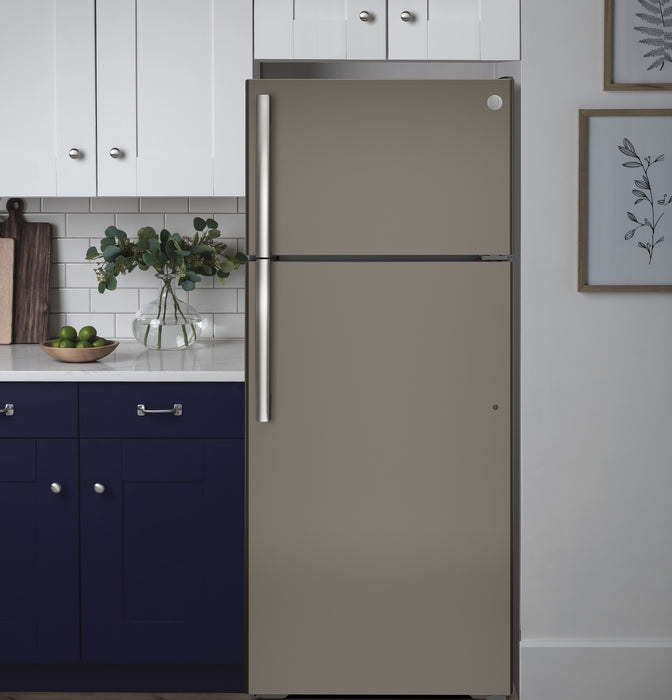 Réfrigérateur GE de 17,5 pi³ et de 28 po à congélateur supérieur - ardoise - GTE18GMNRES