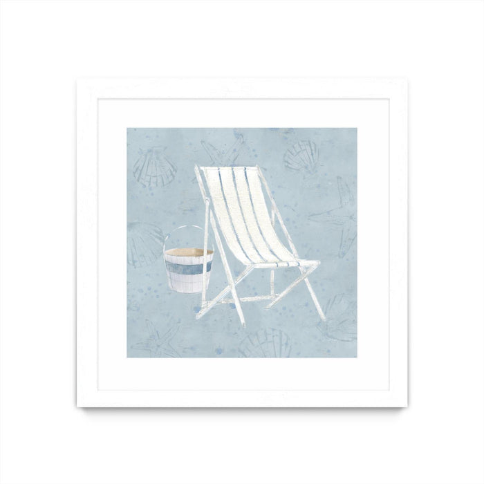 Œuvre d’art murale encadrée blanche et mate « Serene Seaside Iii » 36 x 36