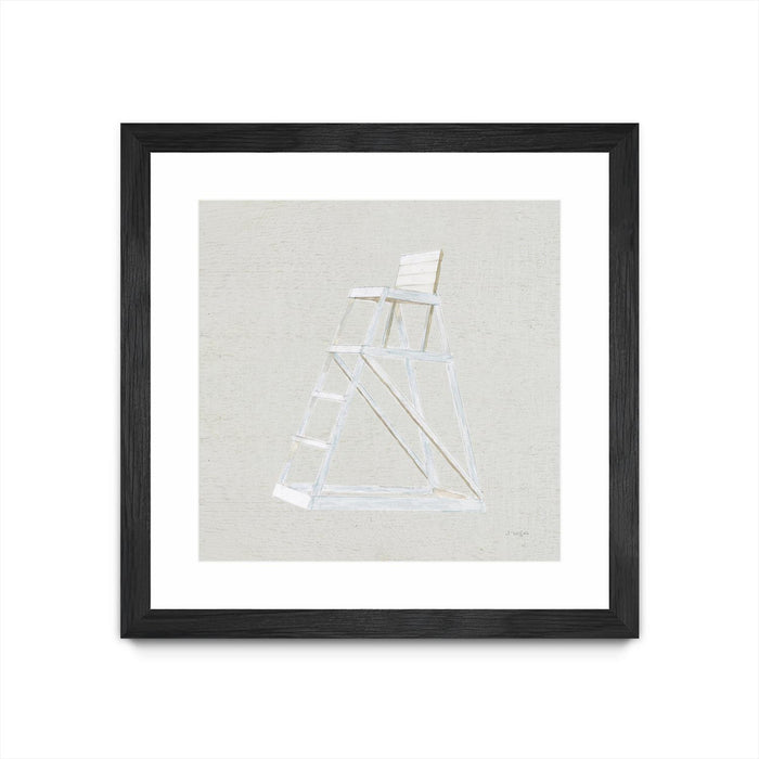 Œuvre d’art murale encadrée noire et mate « Serene Seaside Ii Tan » 36 x 36