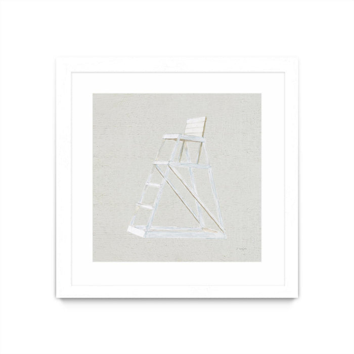 Œuvre d’art murale encadrée blanche et mate « Serene Seaside Ii Tan » 30 x 30