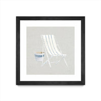 Œuvre d’art murale encadrée noire et mate « Serene Seaside Iii Tan » 30 x 30