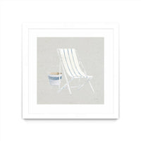 Œuvre d’art murale encadrée blanche et mate « Serene Seaside Iii Tan » 30 x 30