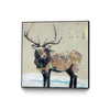 Œuvre d'art murale sur toile encadrée noire « Winter Elk Neutral » 20 x 20