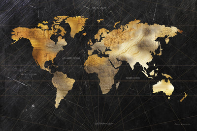 "Dramatic World Map" Giant Art 84x54 Wall Art
